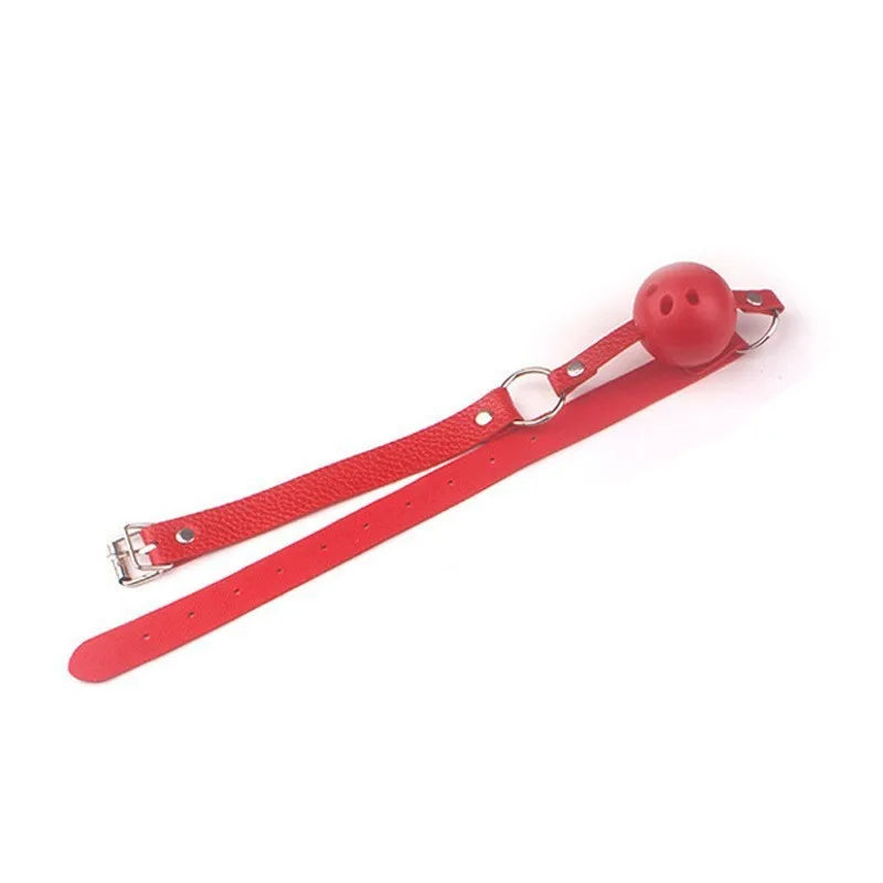 4 Colors Faux Leather Mouth Gag Adjustable Plastic Ball Adult Flirting Fetish Roleplay Game Props Couples BDSM Bondage Sex Toys