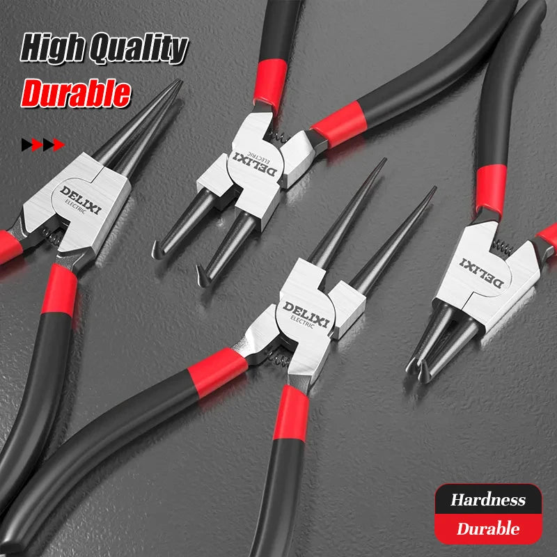 9 inch Snap Ring Pliers Set Heavy Duty Internal/External Circlip Pliers Kit Straight Bent Jaw for Ring Remover Retaining