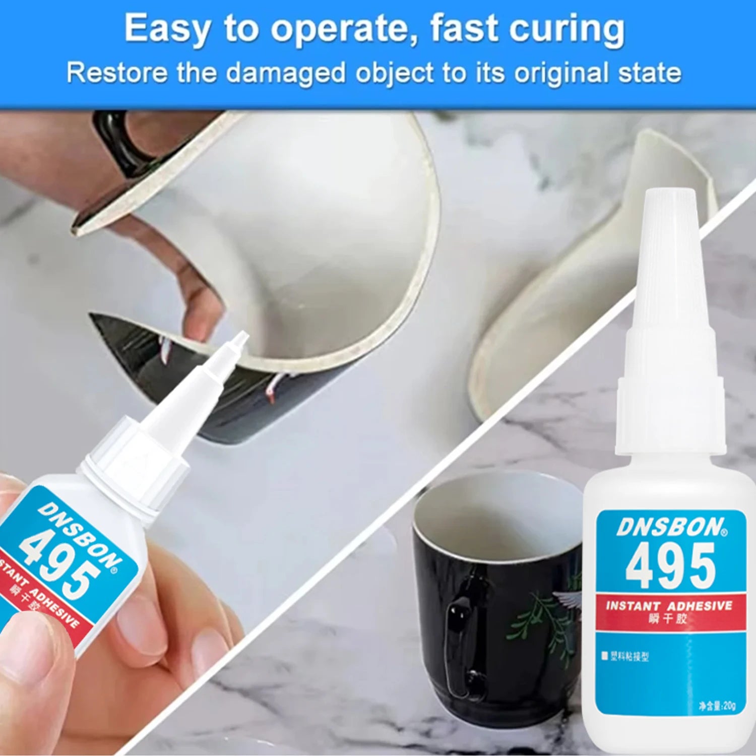 1/2/3pcs 495 Super Glue Plastic Professional Adhesive Transparent Cyanoacrylate Glue Fast Drying Odorless Long Lasting Bonding