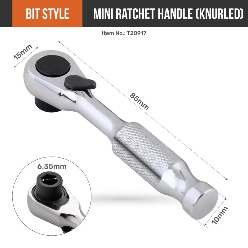 Hi-Spec 2-in-1 Mini Ratchet Wrench Movable Head Handle Double-Ended Socket Wrench Small Fly Torque Spanner Hand Repair Tools