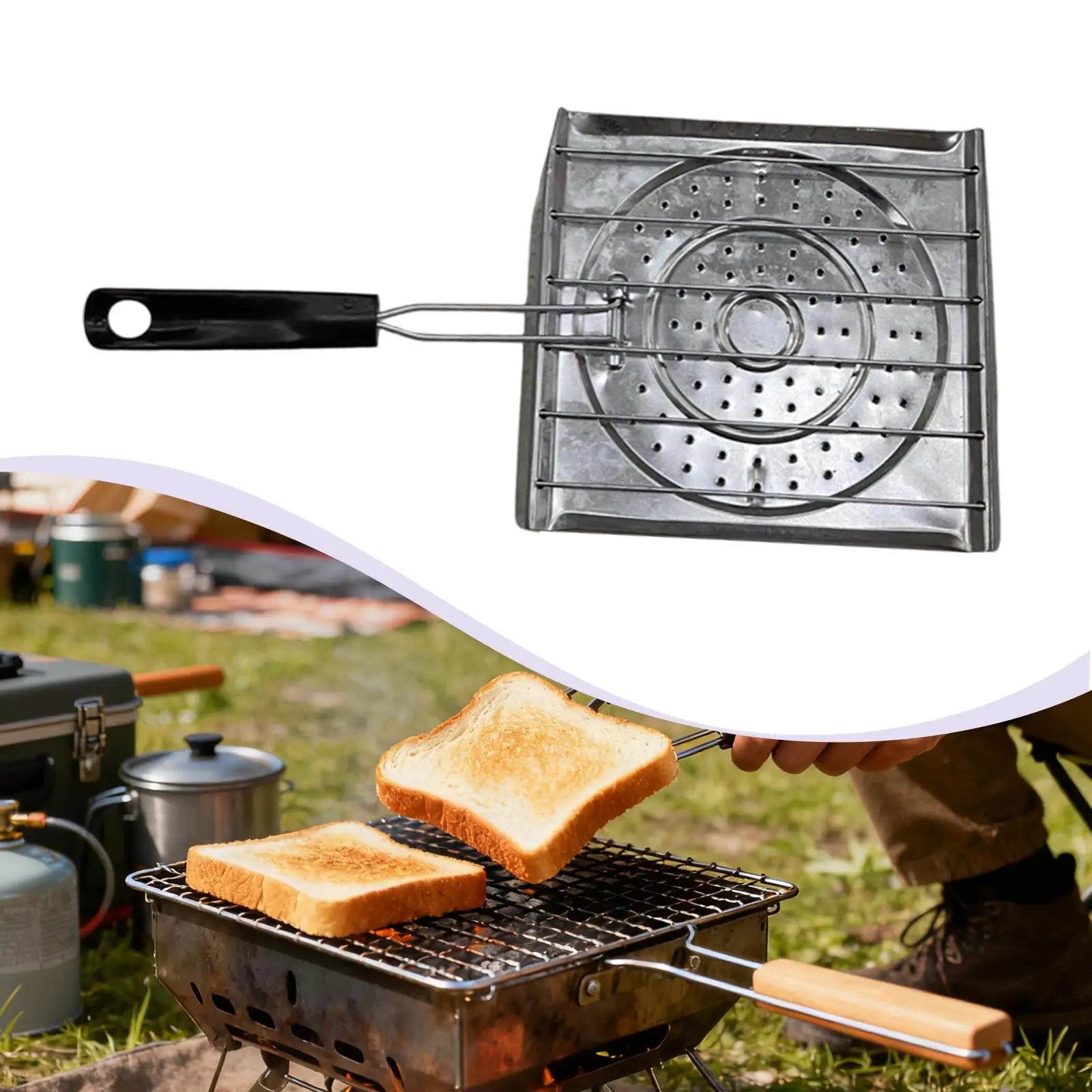 Camp Cookware Stovetop Toaster Grilling Bread Toast Rack Portable Kitchen Tray for Hiking Cooking
