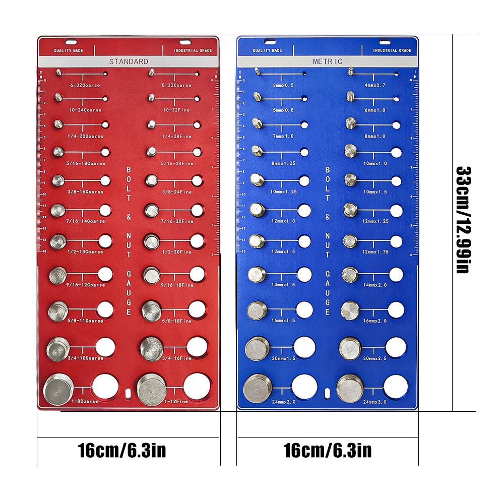 Nut and Bolt Thread Checker Set 22 Thread Identifier Gauge Inch Metric Size Precise Screw Size and Thread Gauge Measuring Tool