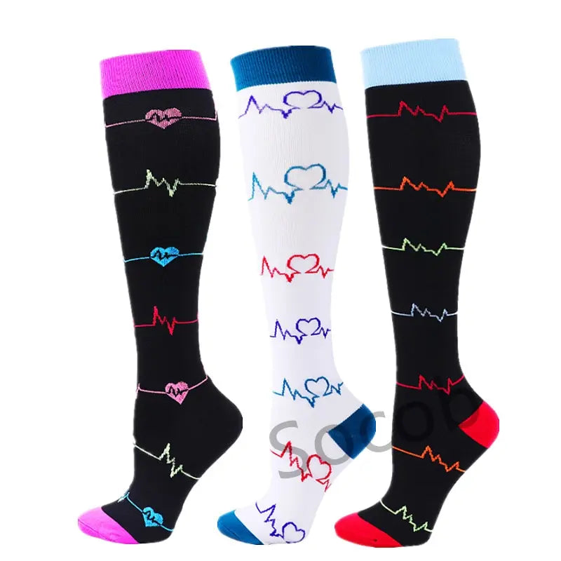 6/7 Pairs Compression Socks Varicose Diabetes Sock Running Cycling Hiking Touring Bicycle Marathon Outdoor Rugby Edema Long Tube