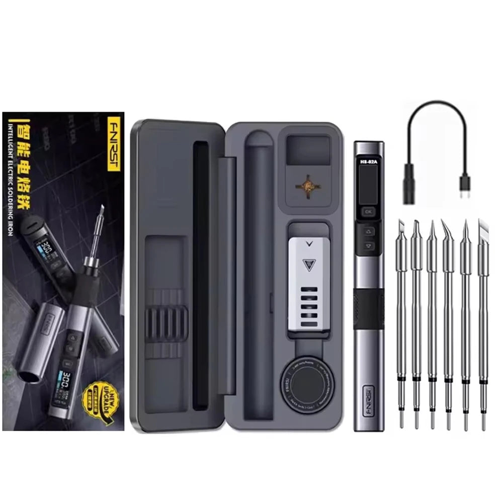 FNIRSI HS-02 Adjustable Temperature Soldering Iron DC 20V 100-450℃ Welding Solder Rework Station PD 100W Portable Repair Tool