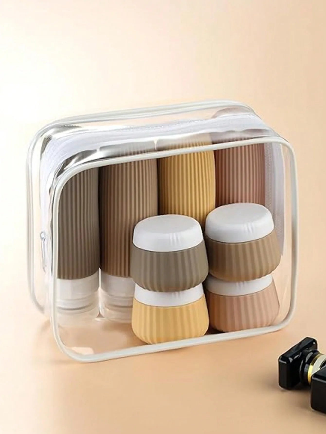 Travel Toiletry Bottles 【8Pcs】Set, 3 Ounces (about 85 Grams), Travel Toiletry Containers, Leak-Proof Squeezable Silicone Travel Essential Cream Jars. 【Travel】Seasonal and 【Ship and Plane】Travel Essentials