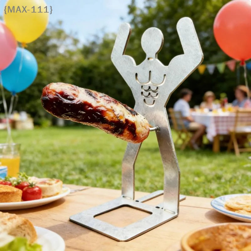 【MAX-111】Muscle Man Stainless Steel Hot Dog Grill Rack - Sausage Holder for BBQ Outdoor Cooking Funny Birthday Gift【W1】