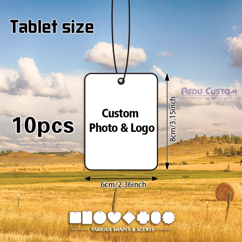 10 Customizable Photo Car Air Fresheners, Personalized Creative Decorative Fragrance Sheets, Support Customization of Company Logos, Photos of Family, Friends, and Pets