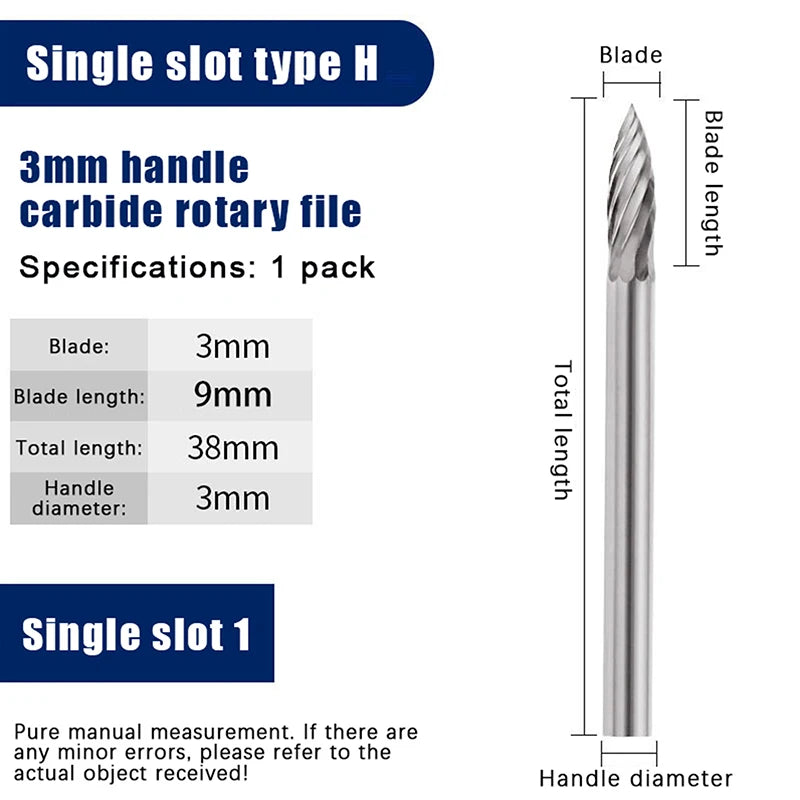 Tungsten Carbide Rotary File Hard Alloy Rotary Bur Drill Bit 3mm Shank Engraving Cutter Grinding Head For Metal And Plastic