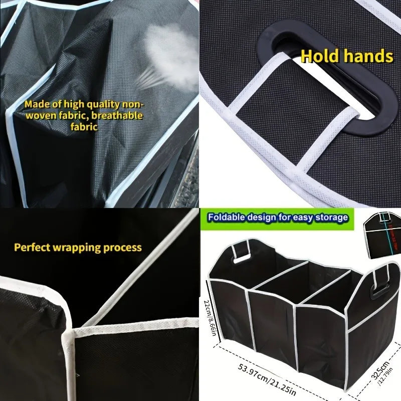 Versatile Canvas Car Trunk Organizer - Foldable Storage Box For Vehicle Essentials