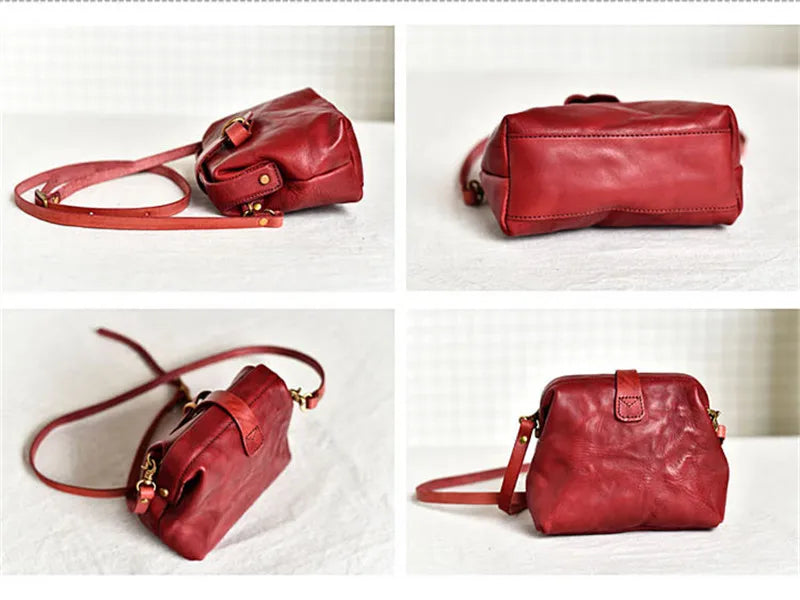 Fashion Genuine Leather Mini Ladies Shoulder Bag Natural First Layer Cowhide Women's Weekend Party Green Small Crossbody Bag