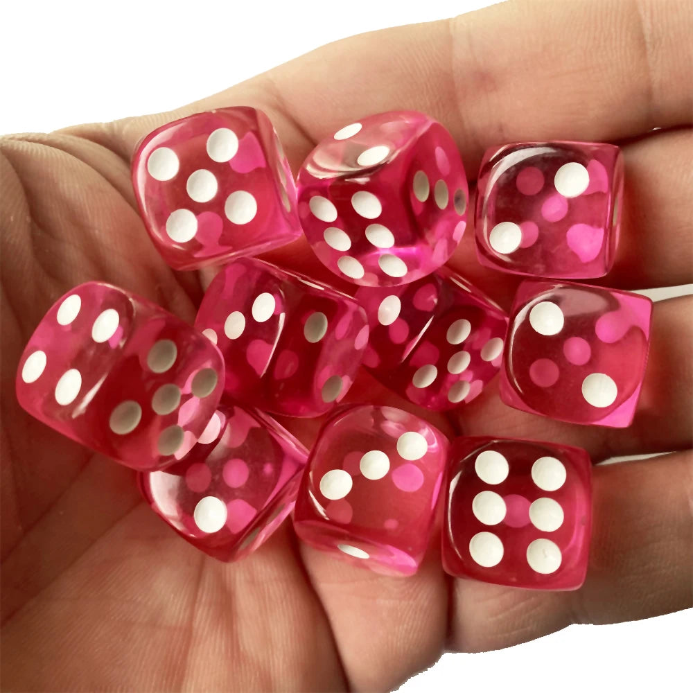10pcs/Pack Transparent Acrylic Dice 16mm High Quality Multicolour #16 Round Corner Boutique Game Dices Cubes