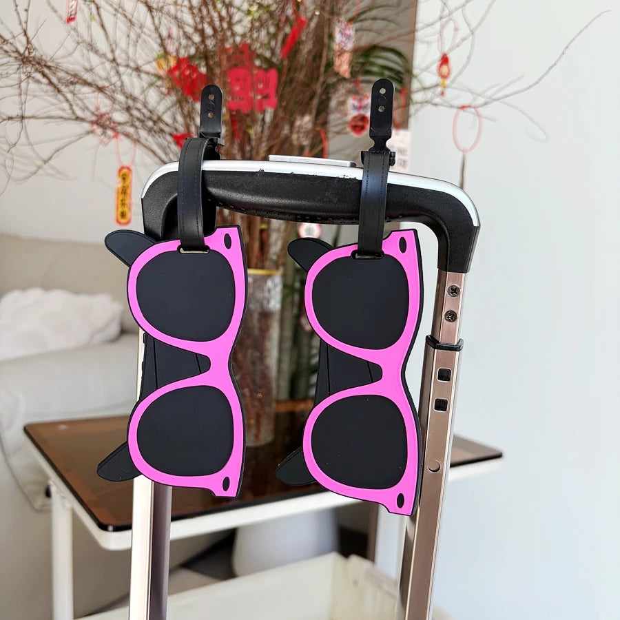 1/2pcs pink vacation sunglasses pendant airport luggage anti loss ID tag essential for business travel luggage name tag unisex