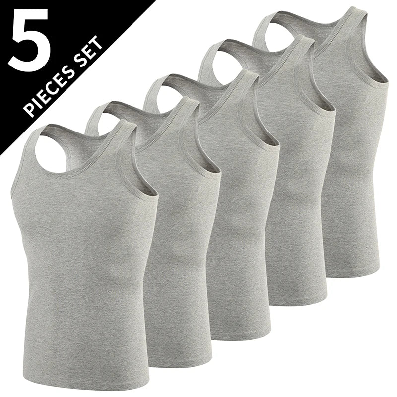 3/5-Piece Men's Narrow Shoulder Vest For Summer Sports Comfortable Simple Solid Color Fashionable Top Home Multifunctional