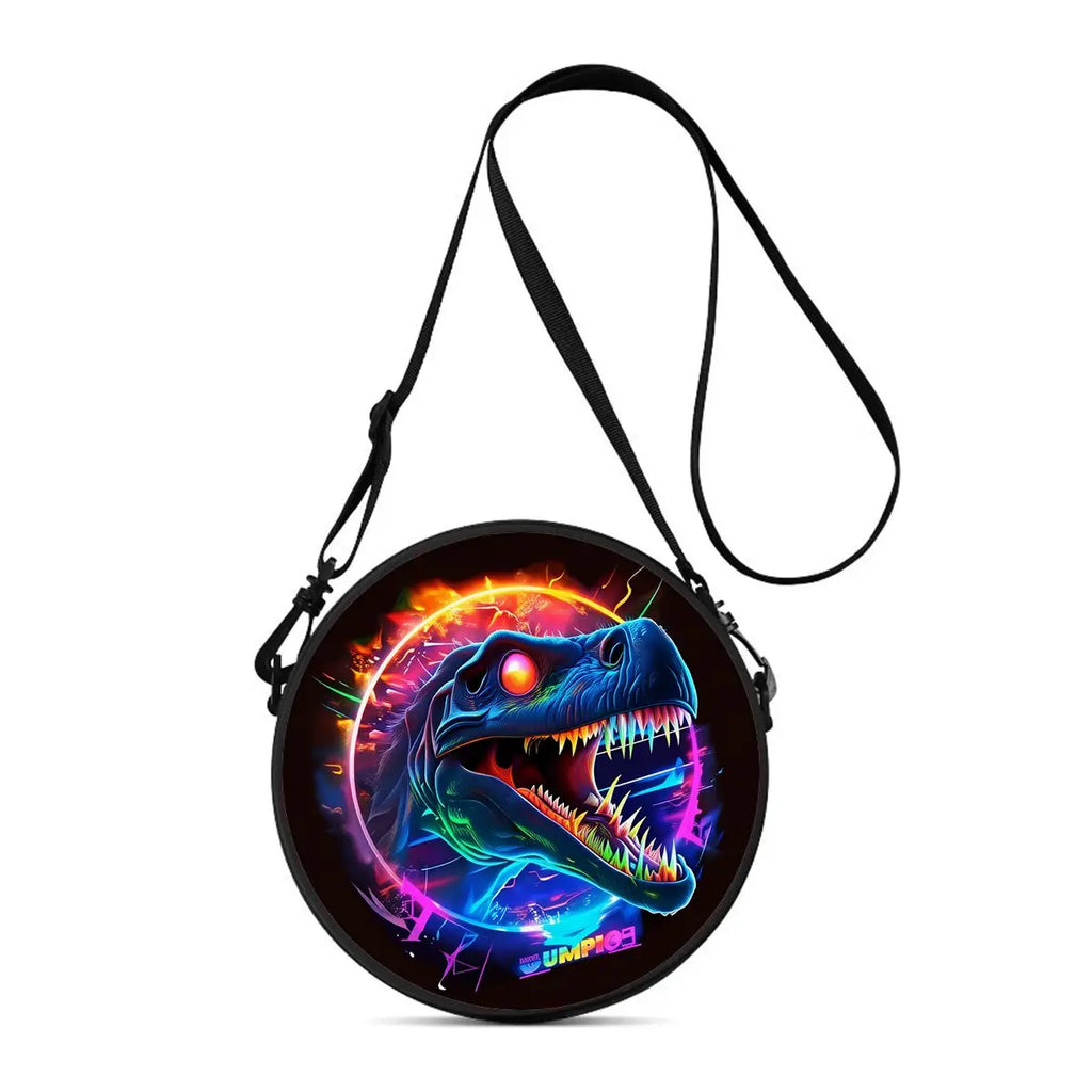 Dinosaur Print Round Shoulder Bag Casual Messenger Bag for Woman Best Gifts 2D Flat Casual Daily Crossbody Bag