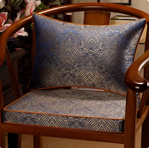 Chinese-style Jacquard Cushions Backrest Thickened Circle Chairs, Taishi Chairs Cushion Anti-slip Table and Chair Pads