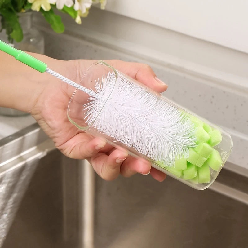 Long Handle Cleaning Brush Bottle Cleaning Brush Baby Bottle Brush Sponge Rotating Washing For Narrow Neck Bottle Clean Tools