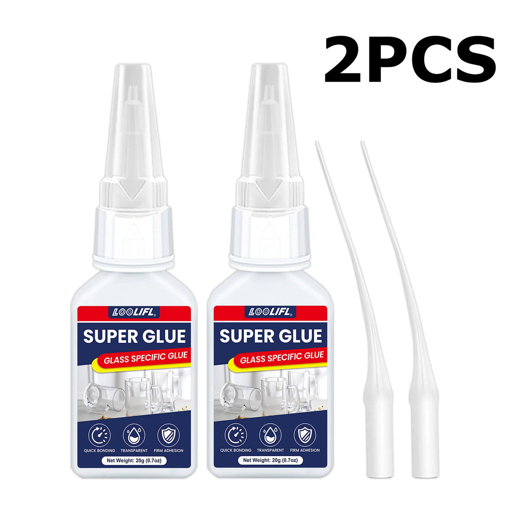 Super Glue for Glass Crystal Clear Cyanoacrylate Adhesive Fast Drying Strong Bond Waterproof for Glass Ceramic Metal Repair 20g