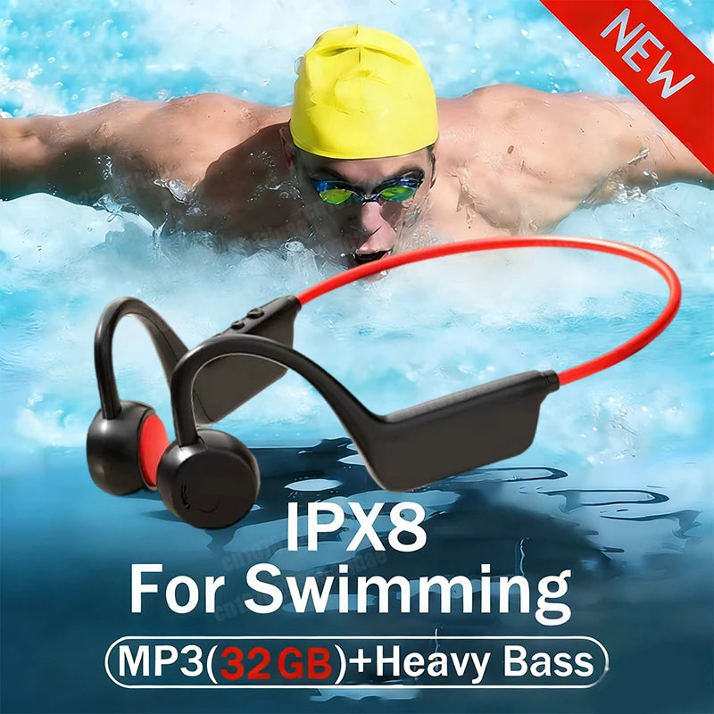 Bone Conduction Headset Wireless Swimming Headphone IPX8 Bluetooth 5.4 With Microphone Waterproof Exercise Fitness 2026