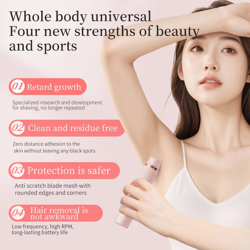 Women's Electric Shaver 2-in-1 Bikini Area Hair Trimmer Cordless Waterproof Rechargeable Wet/Dry Use Dual-Head Detachable Razor