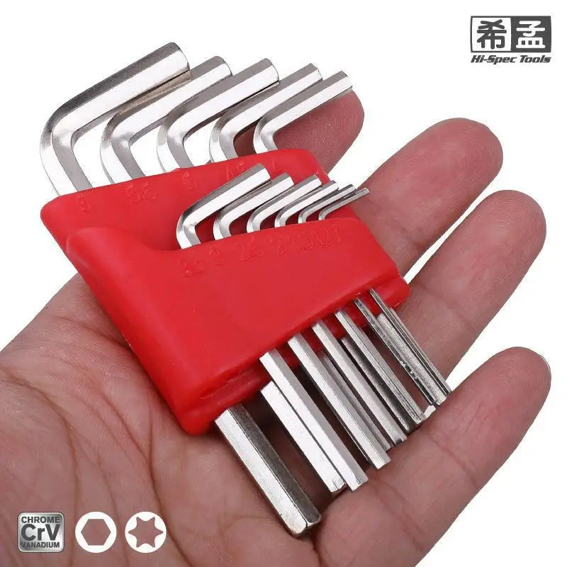 Hexagonal Wrench Set, Metric And Imperial, Short Handle, Ball Head, L-Shaped Wrench Tool