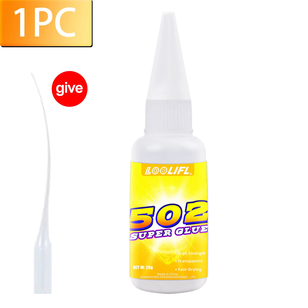 Loolifl 1-7Pcs 20ml 502 Quick-Drying Instant Super Glue Cyanoacrylate Strong Bond Adhesive For Home Office Industrial Repair Materials Adhesive Leather Rubber Wood Metal Strong Bond Liquid Glue Tool