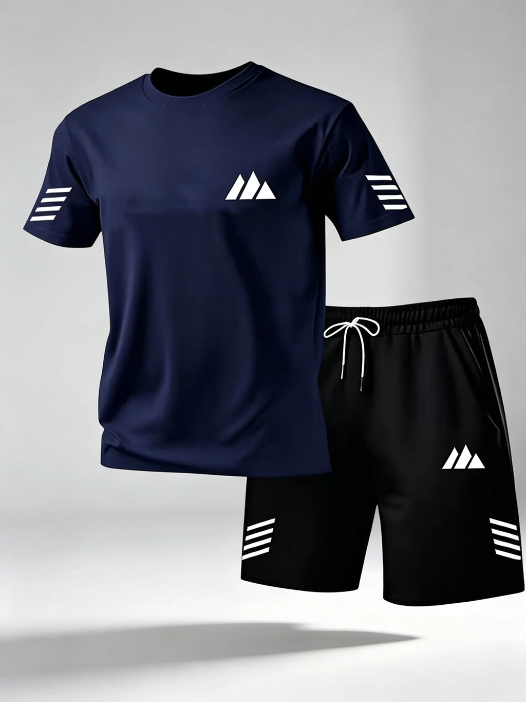 2026 Men 2PCS Summer Tracksuit Quick Dry Breathable Lightweight Short Sleeve Tee Shorts Streetwear Gym Running Sports Outfit