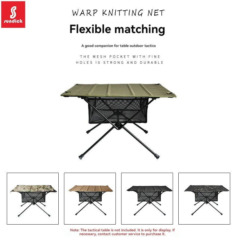 Camping Table Hanging Net Basket Folding Table Storage Rack Portable Mesh Bag Hook Holder for Outdoors Picnic Cookware Organizer
