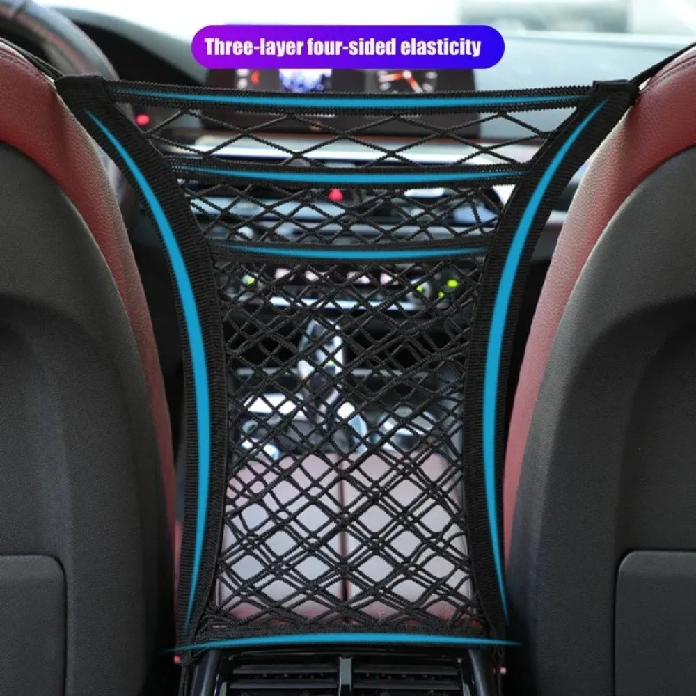 Car Seat Middle Storage Net Pocket Car Screen Elastic Children's Isolation Net Storage Net Seat Back Storage Bag