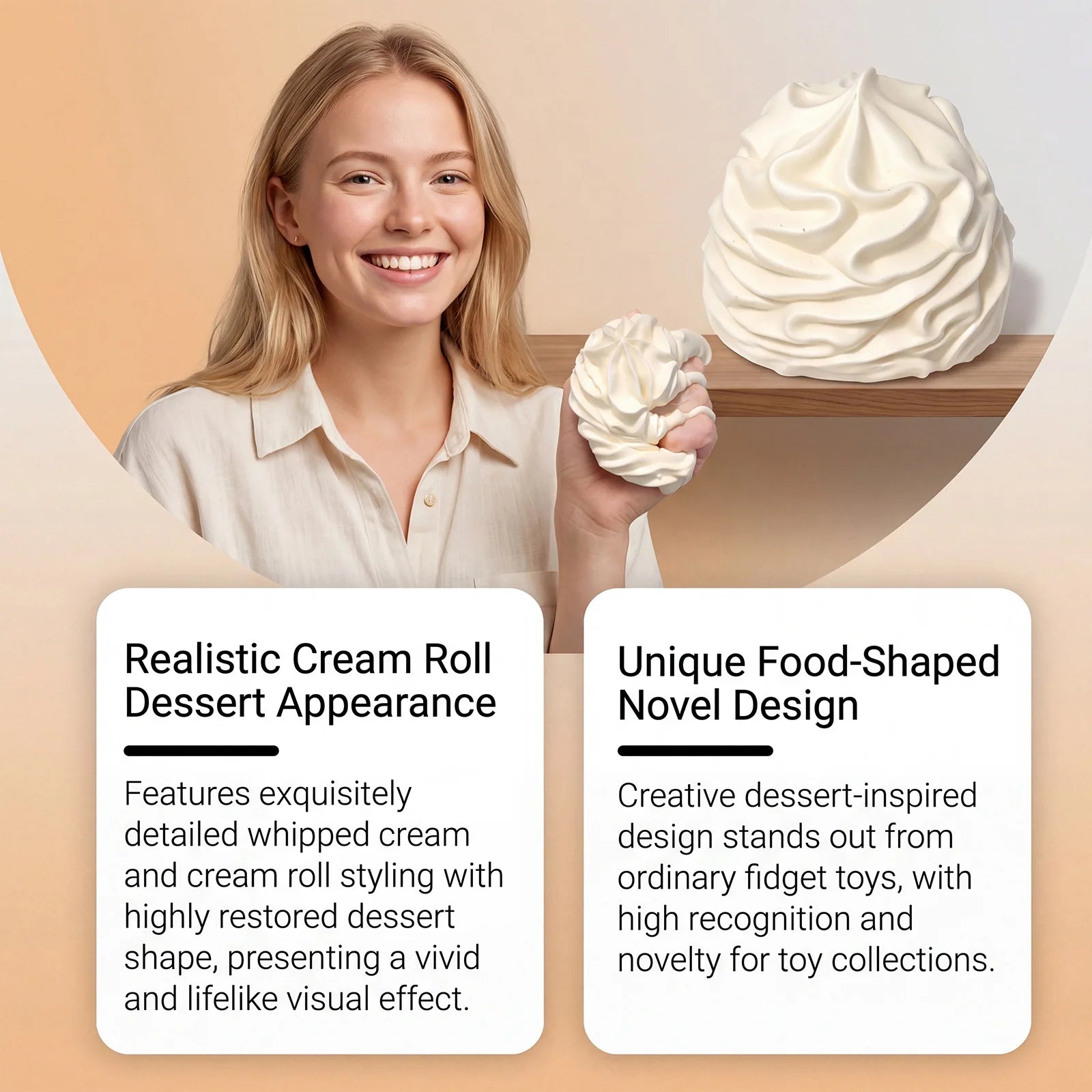 1PC Simulation Cream Squishy Toy Premium Soft Silicone Material Realistic Cream Texture Squeeze Fidget Ornament