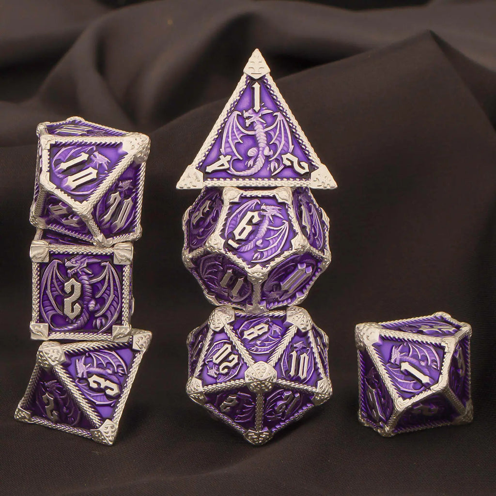 DND Metal Dice Set 7pcs – Polyhedral RPG D&D D20 D12 D10 D8 D6 D4 / Ensemble 7 dés métalliques DND – Polyédriques RPG jeux de rôle