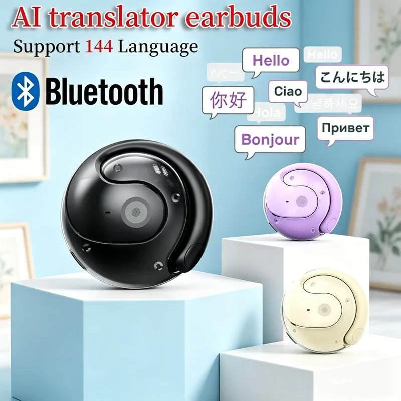 AI Translator fonesbluetooth Earbuds Real-Time Translators Headphones 144 Languages voice translator Wireless Bluetooth earphone