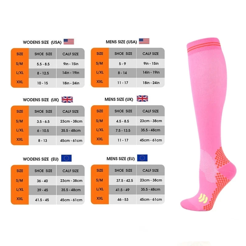 Compression Socks Varicose Veins Socks Pregnancy Anti Fatigue Blood Circulation Socks Gym Outdoor Cycling Football Fitness Socks