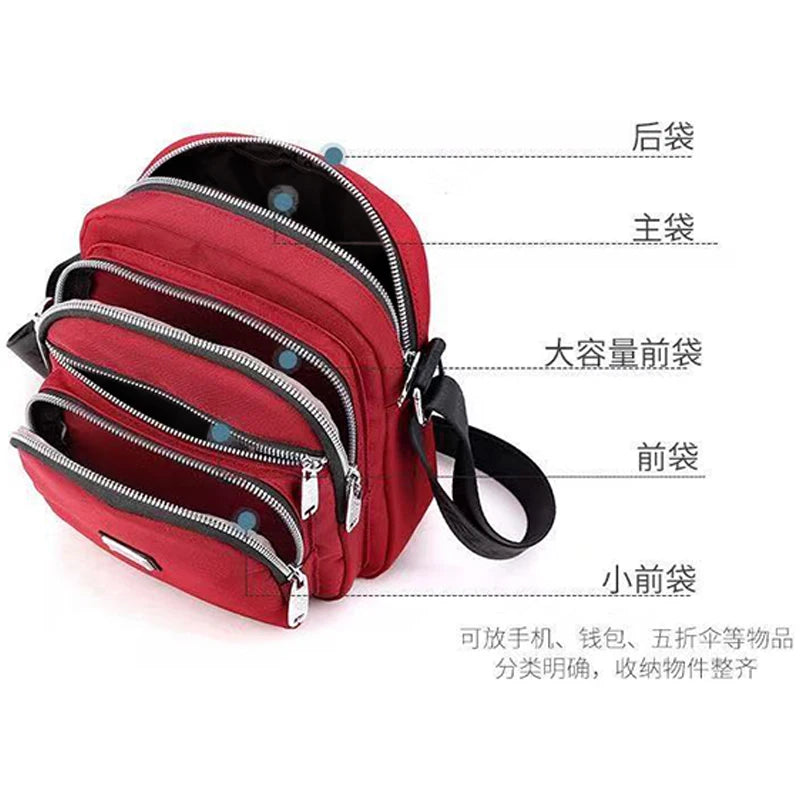 Daily Wear Slim Multi-layer Shoulder Bag Adjustable Wide Strap, Simple Solid Color Crossbody for Ladies Casual Street Matching