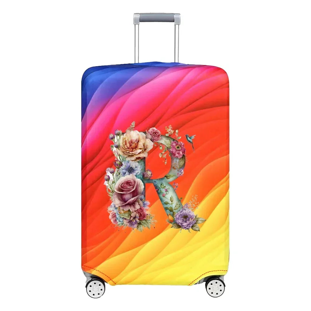 Luggage Cover Stretch Fabric Suitcase Protector Baggage Case for18-32 Inch Suitcase Case Floral Letter Series Travel Organizer