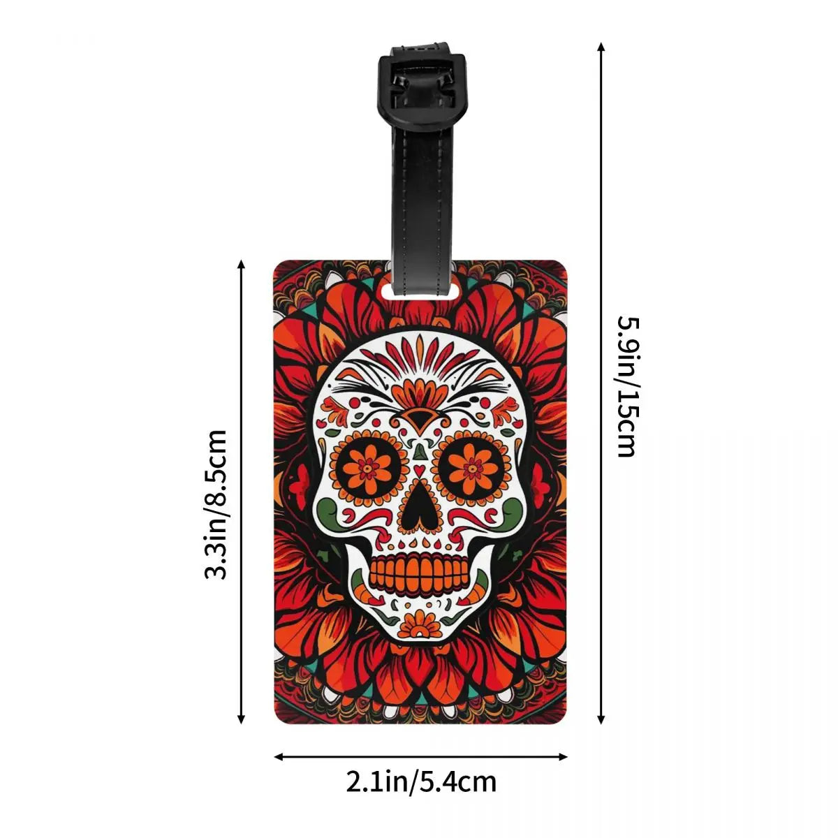 Mexican Skull Calavera Illustration Luggage Tags Suitcase Accessories Travel Baggage Boarding Tag Label Holder ID Name Address