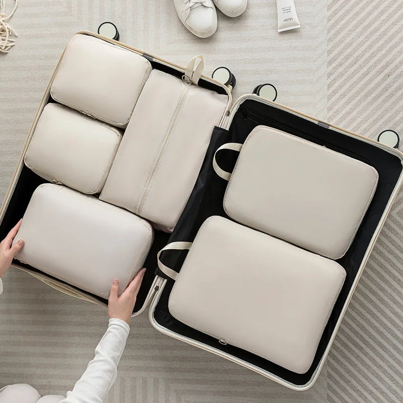 6 pcs Travel Compression Packing Cubes Luggage Bag Handheld Clothes Storage Bag Portable Suitcase Expandable Saver Space Bag