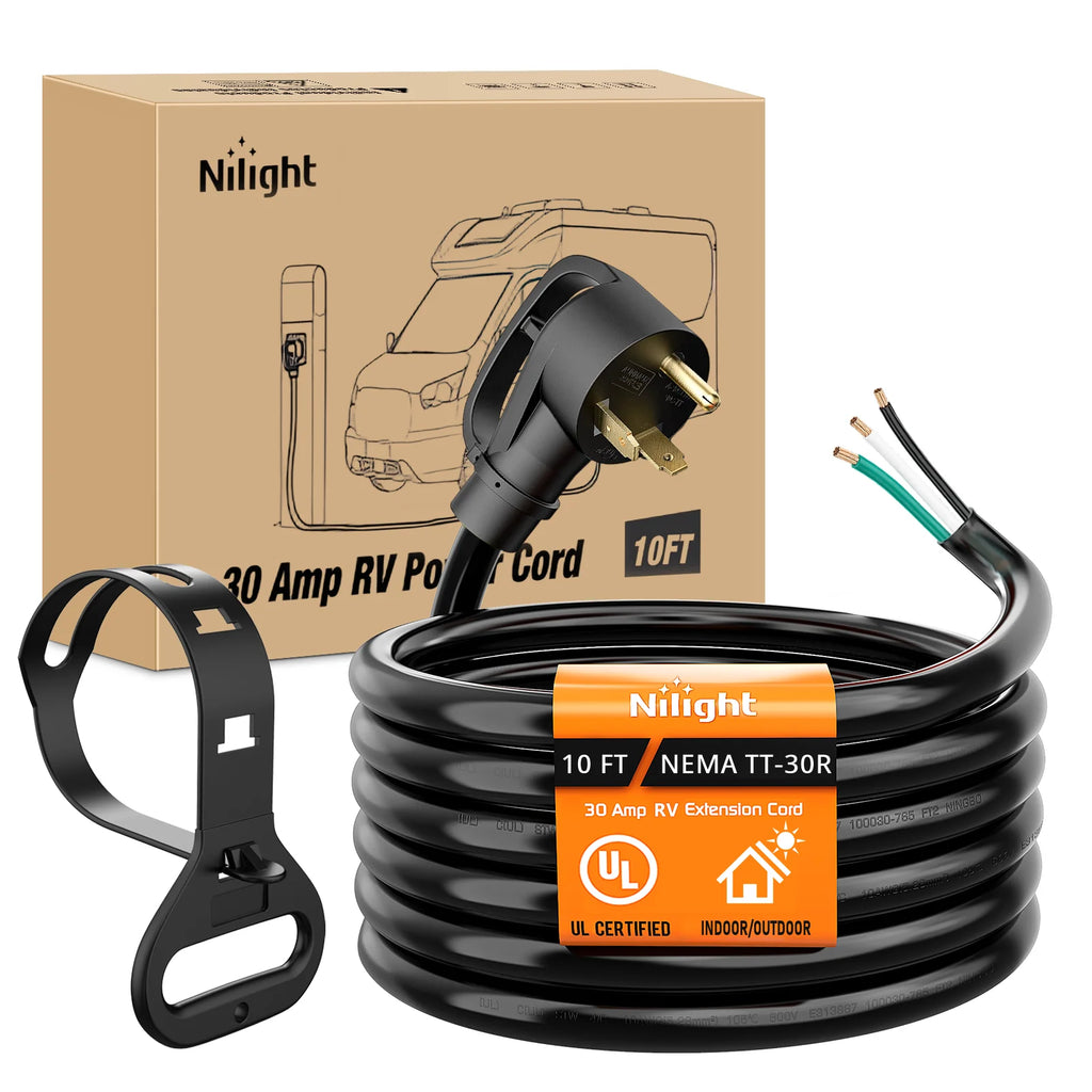 Iron Forge Cable 30 Amp RV Replacement Cord 10/15/25ft - 10/3 RV Extension Cord 10 Foot NEMA TT-30P to Open End 3 Wire - Heavy Duty 10 Gauge STW RV Cord