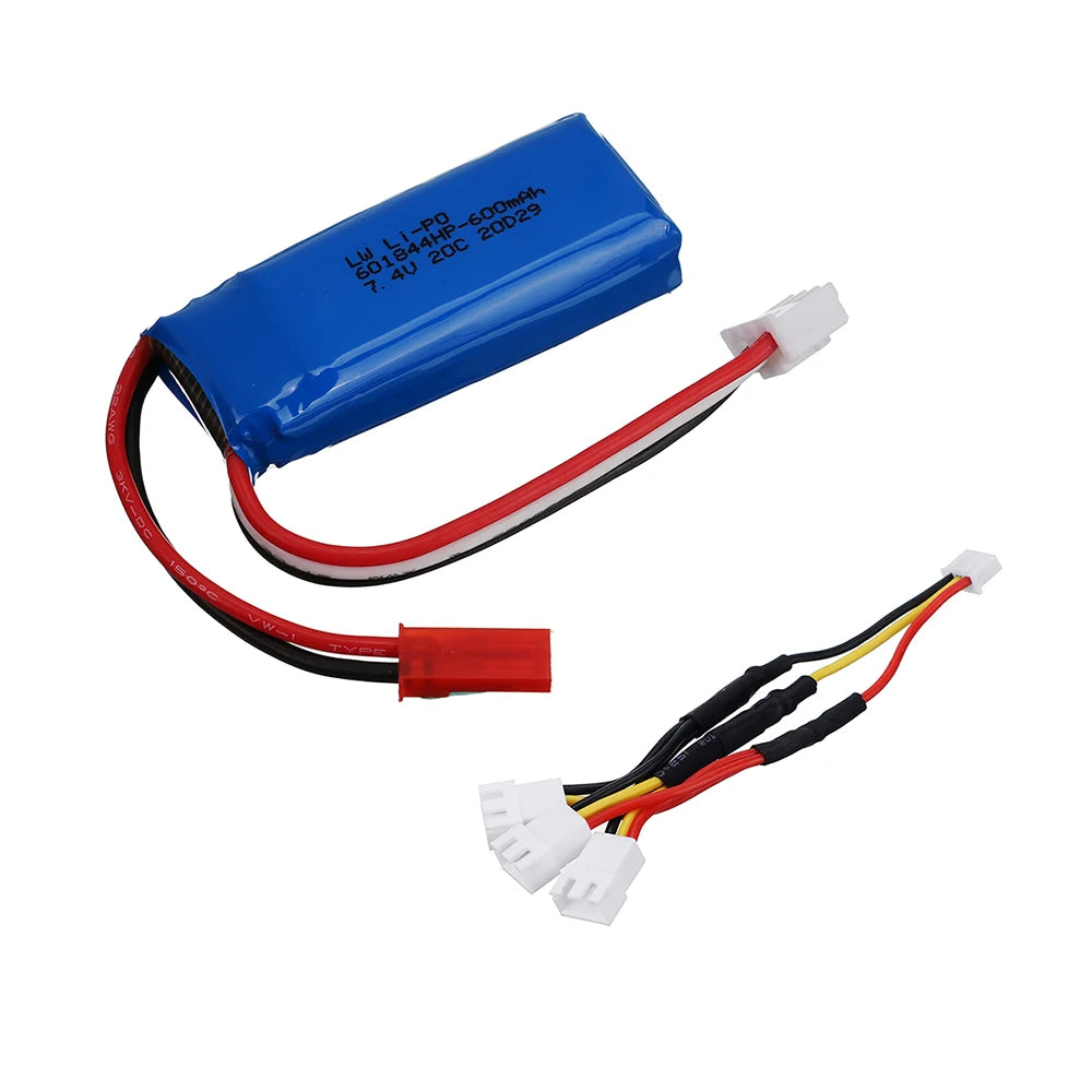 7.4V 600mAh Lipo Battery Charger for WLtoys K969 K979 K989 RC Car for XK A280 A160 A300 RC Aircraft Spare Parts 2s 7.4v Battery