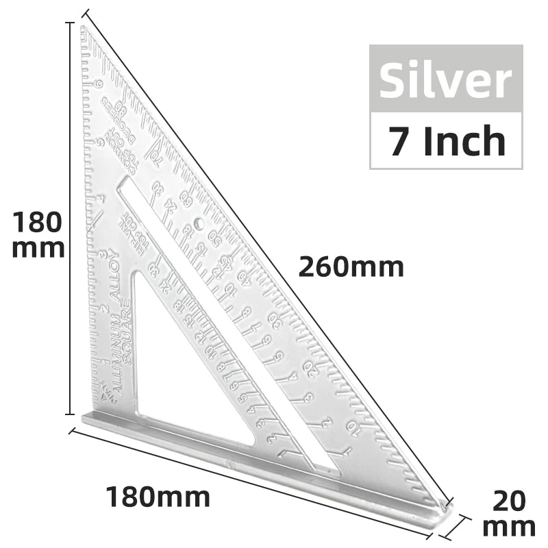Triangle Ruler 90 Deg. Angle Meter 7 Inch Triangular Ruler Try Square Triangular Square Triangle Joinery Metal Carpenter Square