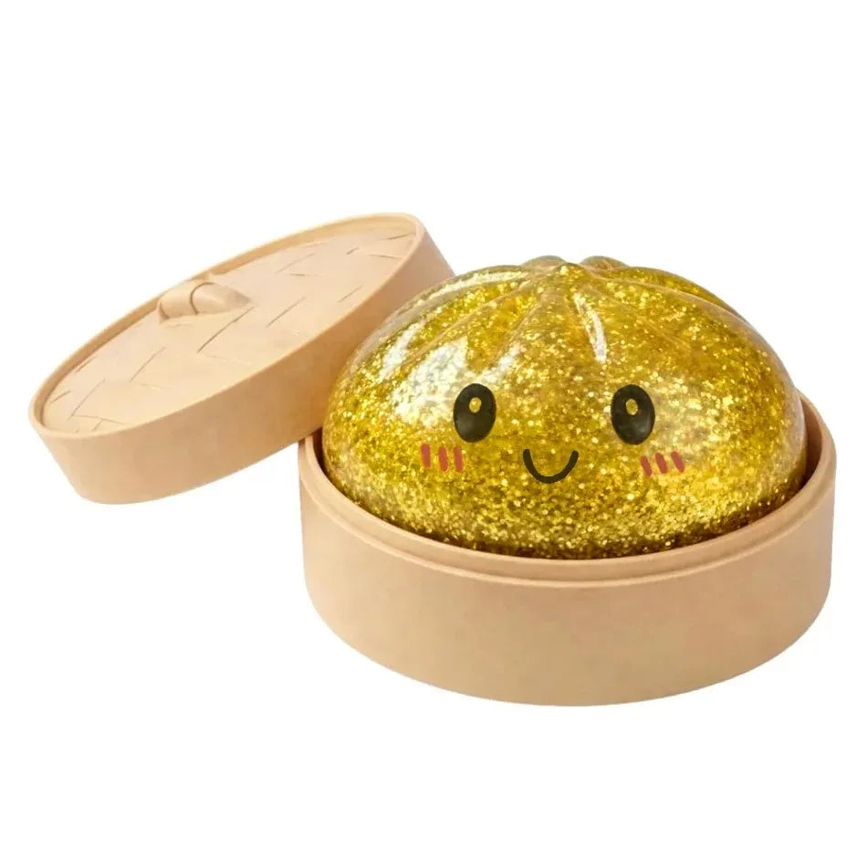 Glitter Dumpling Squishy ULTRA RARE Gold Glitter Hidden Edition Dumplings Sensory Steamer Soft TPR Dough Ball for Stress Relief