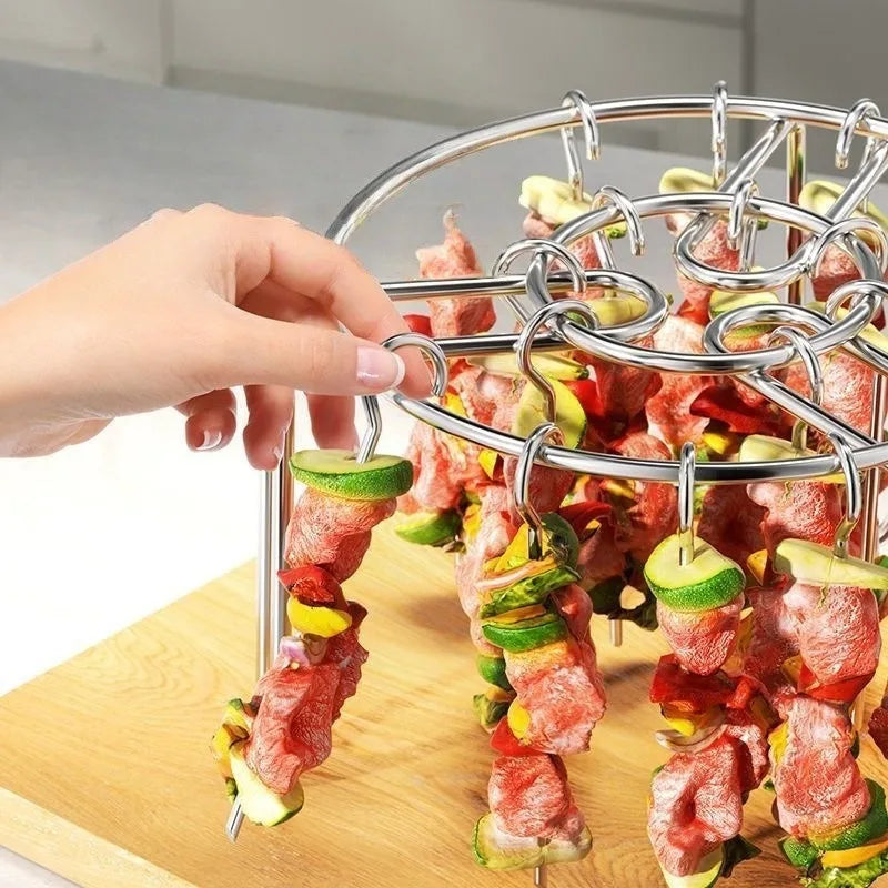 Stainless Steel Vertical Grill Rack Detachable String Grill Vertical Barbecue Skewer Bracket 12/24/36/48 Skewer Holder