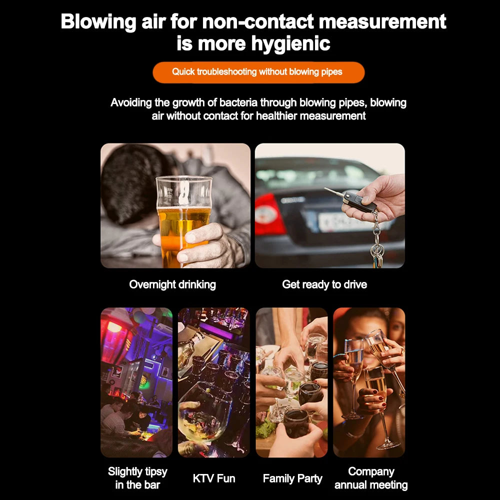 LCD Display Digital Alcohol Tester Professional Alcohol Detector Breath Rechargeable Breathalyzer Alcotester Drunk Driving Test
