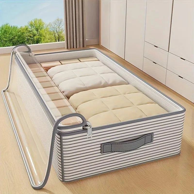 Non-Woven Large Storage Organizer Bag -Heavy-Duty Fabric with Clear Window Multi-Layer Clothing Organizer for Closet Under-Bed