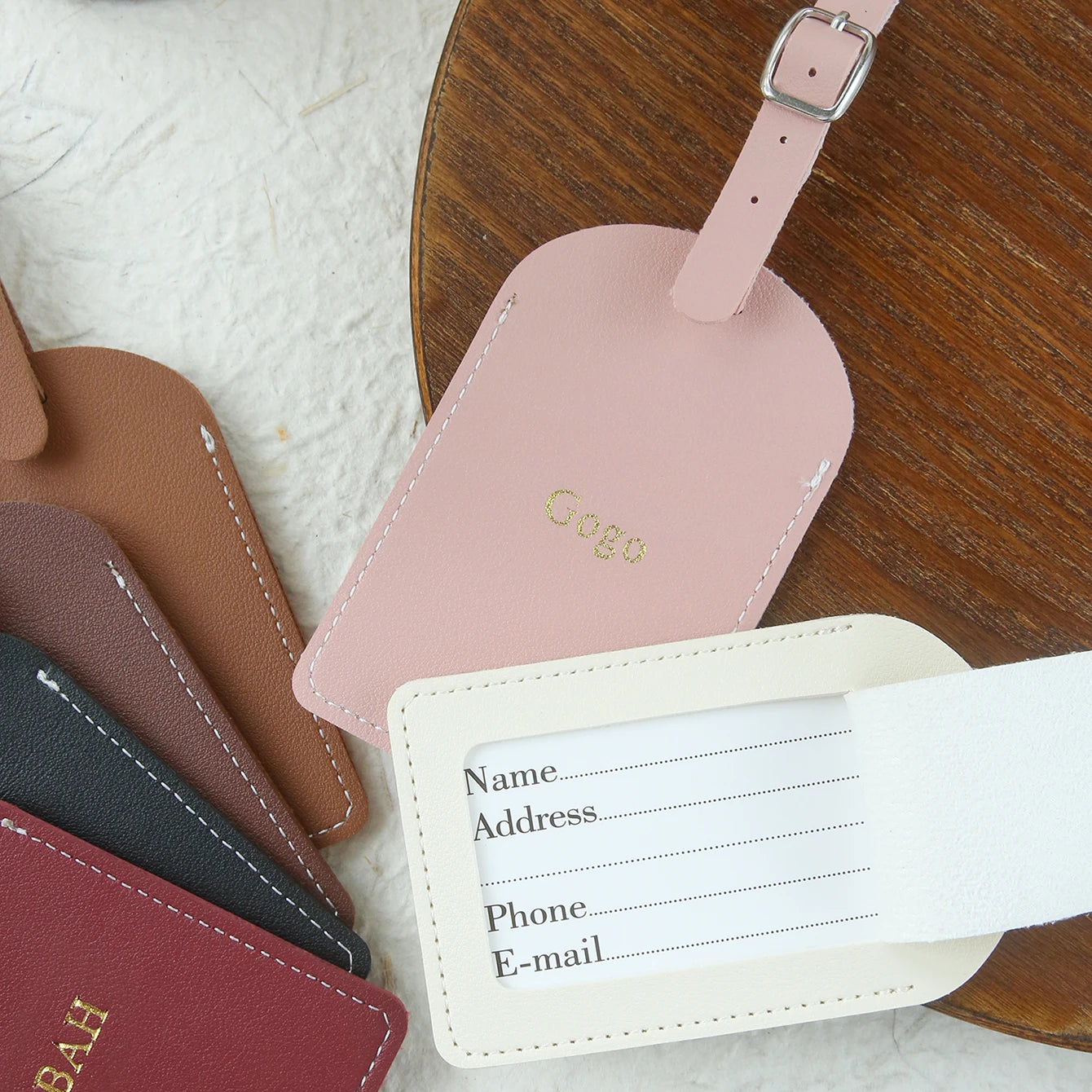 1PC Custom Name Luggage Tag Customized Name Vegan Leather Luggage Tags with Privacy Name Card Personalized Travel Bag Tag