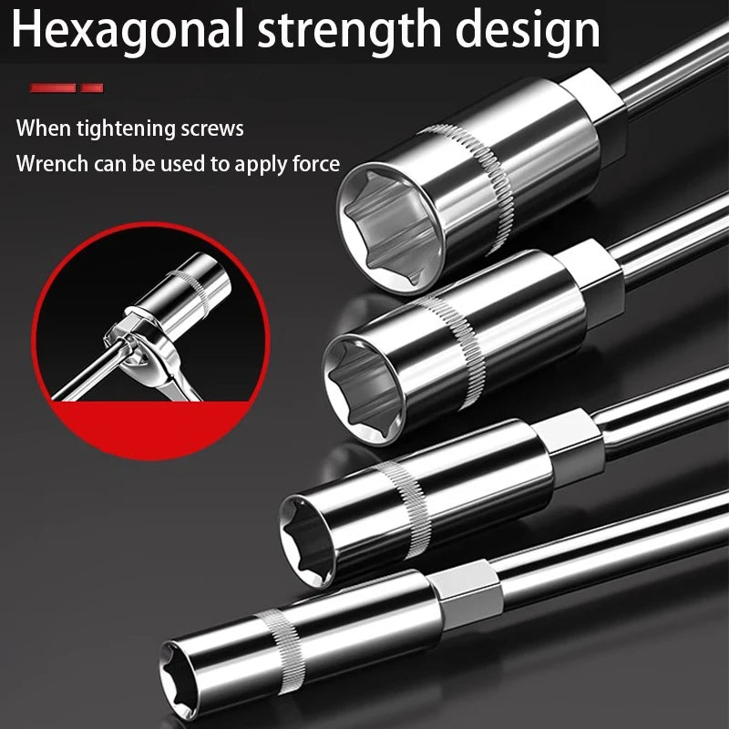 6-19 mm T-Style Socket Wrench Hexagon Nut Key Extended Hex Screwdrivers Automotive Tires Machinery Workshop Repair Hand Tools