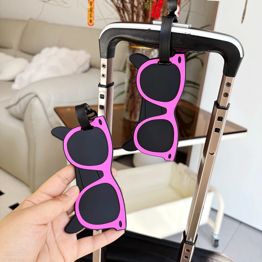 1/2pcs pink vacation sunglasses pendant airport luggage anti loss ID tag essential for business travel luggage name tag unisex