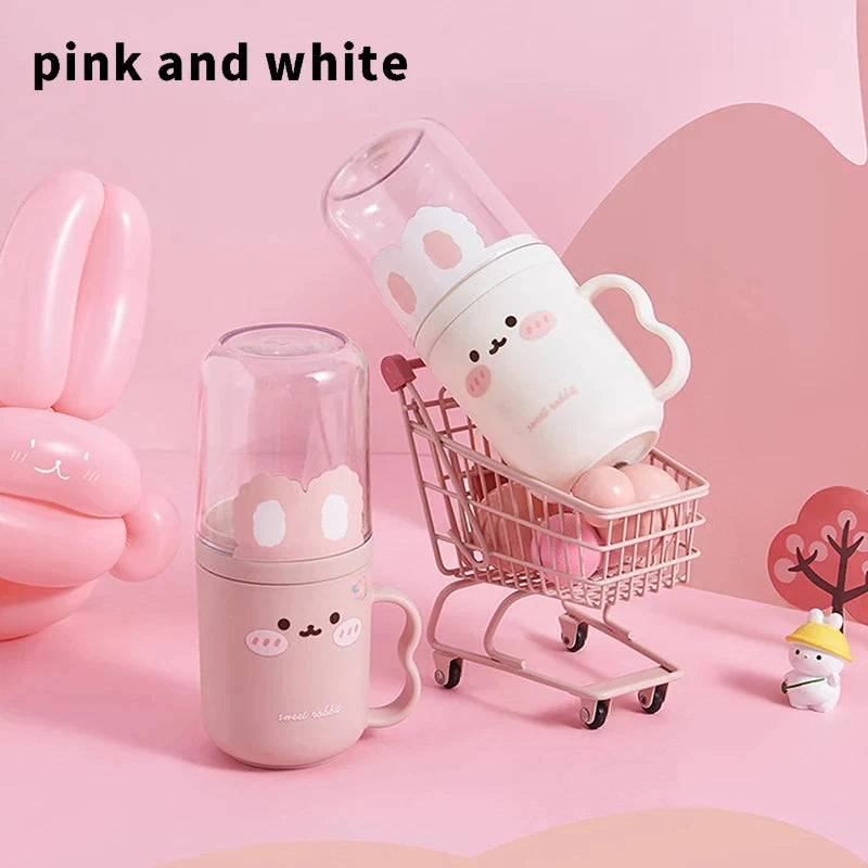 Household & Travel Children's Dental Care Set Cartoon Toothbrush Storage Box with Built-In Mouthwash Cup Portable Style