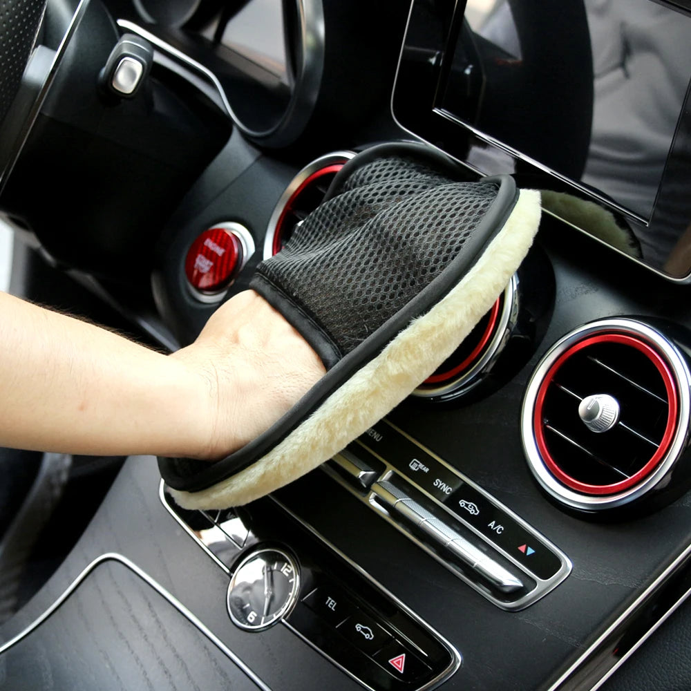 Car Wool Soft Wash Cleaning Glove Brush for tesla model s model 3 model Y 2018 2019 2020