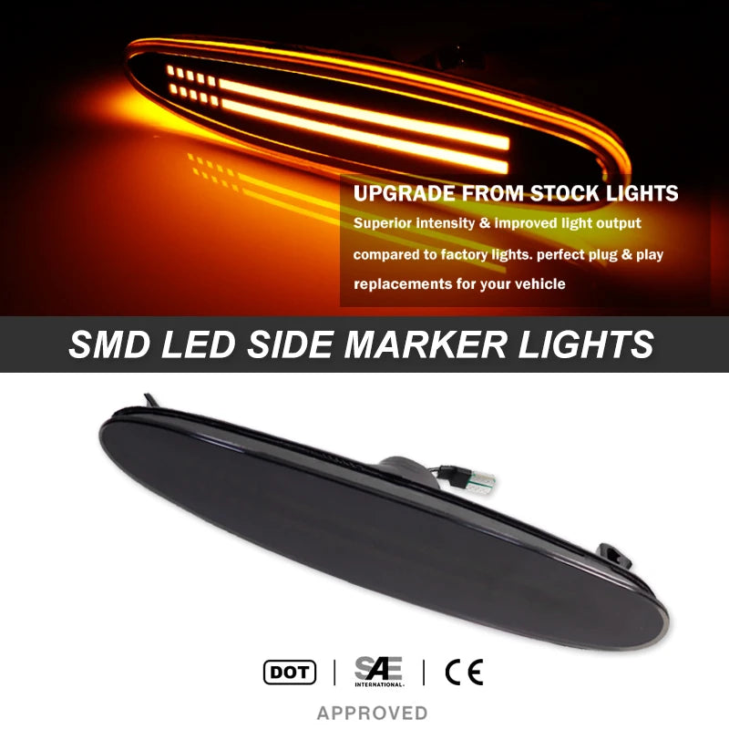 iJDM Amber/White Full LED Front Fender Side Marker Light Assembly For Mazda 6 2003-2008 Replace OEM Amber Sidemarkers