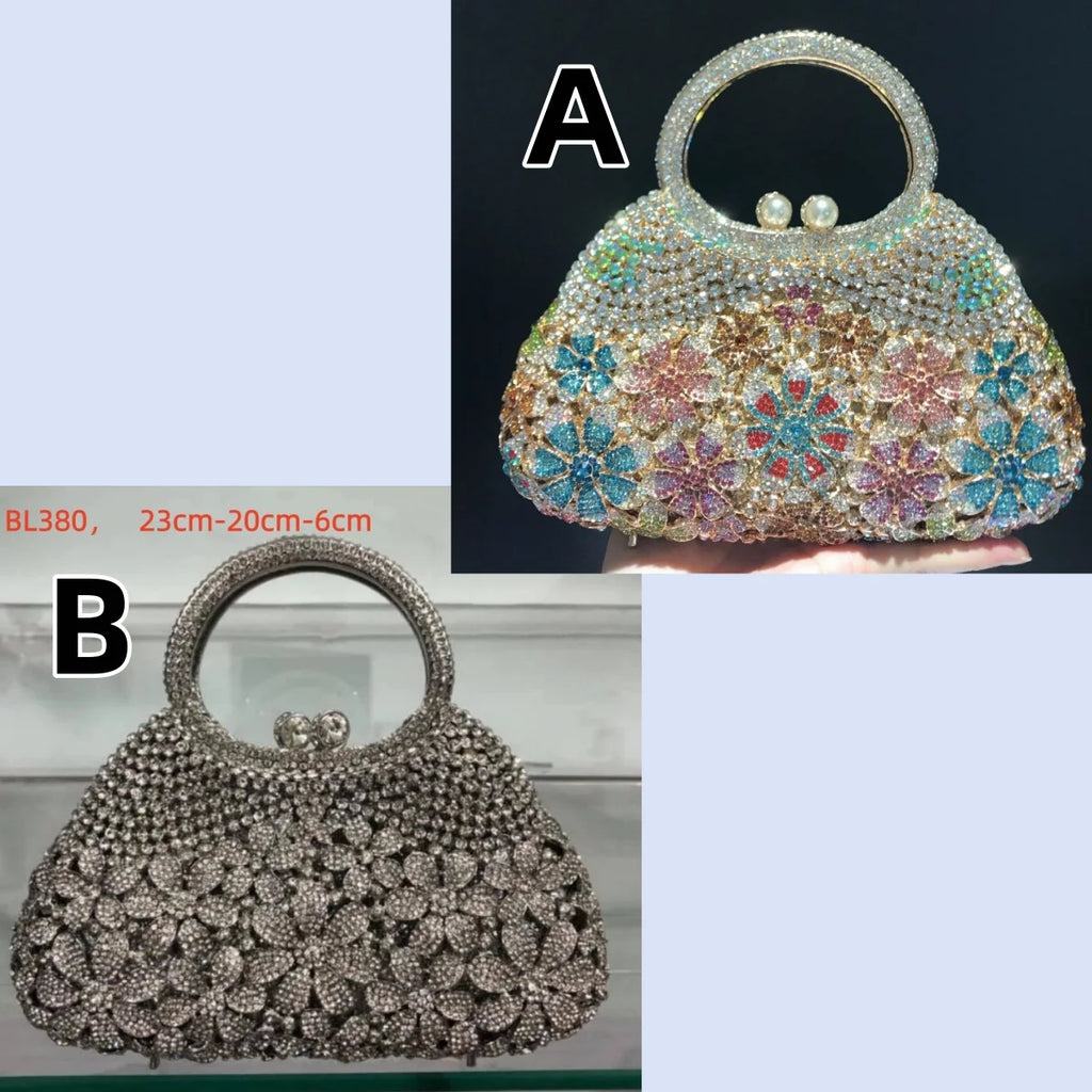 2026 Sparkly Diamond Dinner Bag Hollow Rhinestone Banquet Clutch Bag Women Evening Party Wedding Bridal Purse Rhinestone Handbag